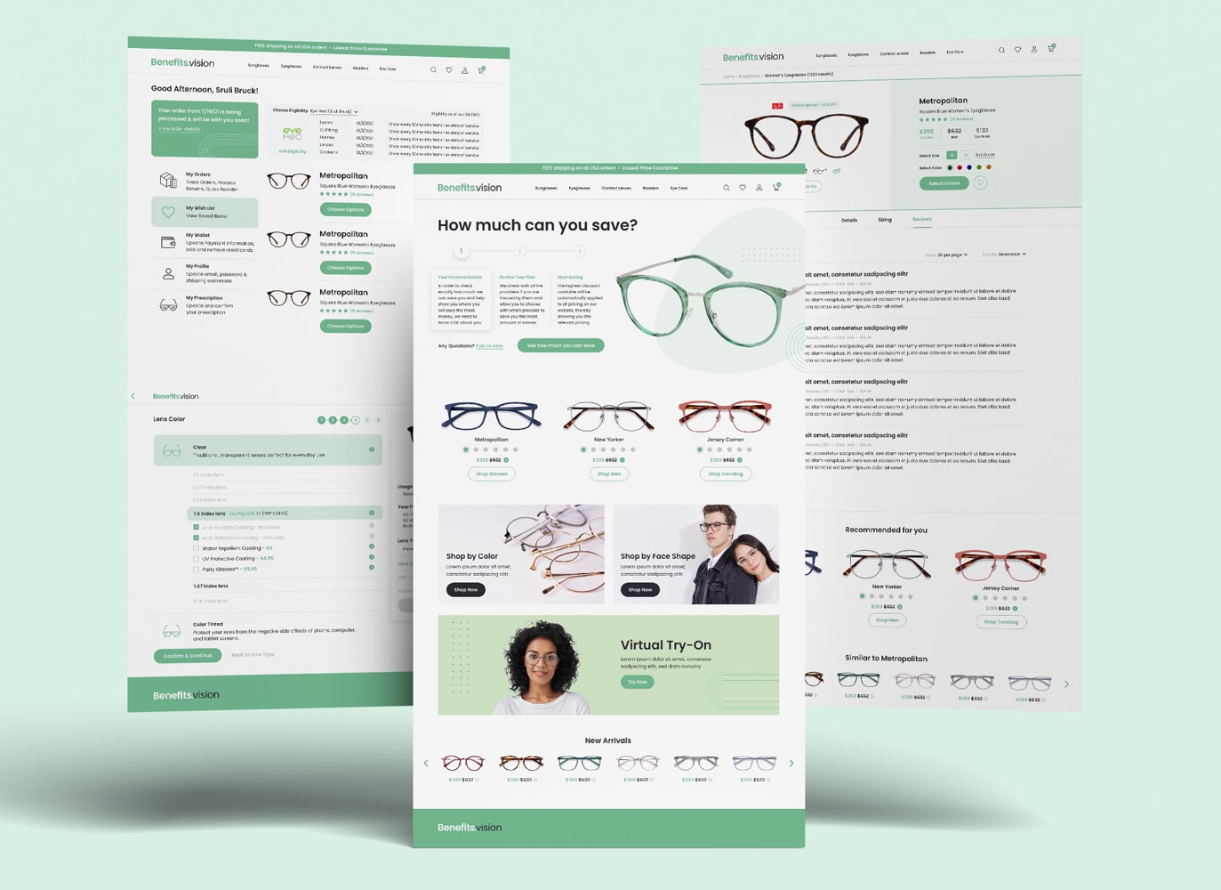 Benefits Vision Glasses website